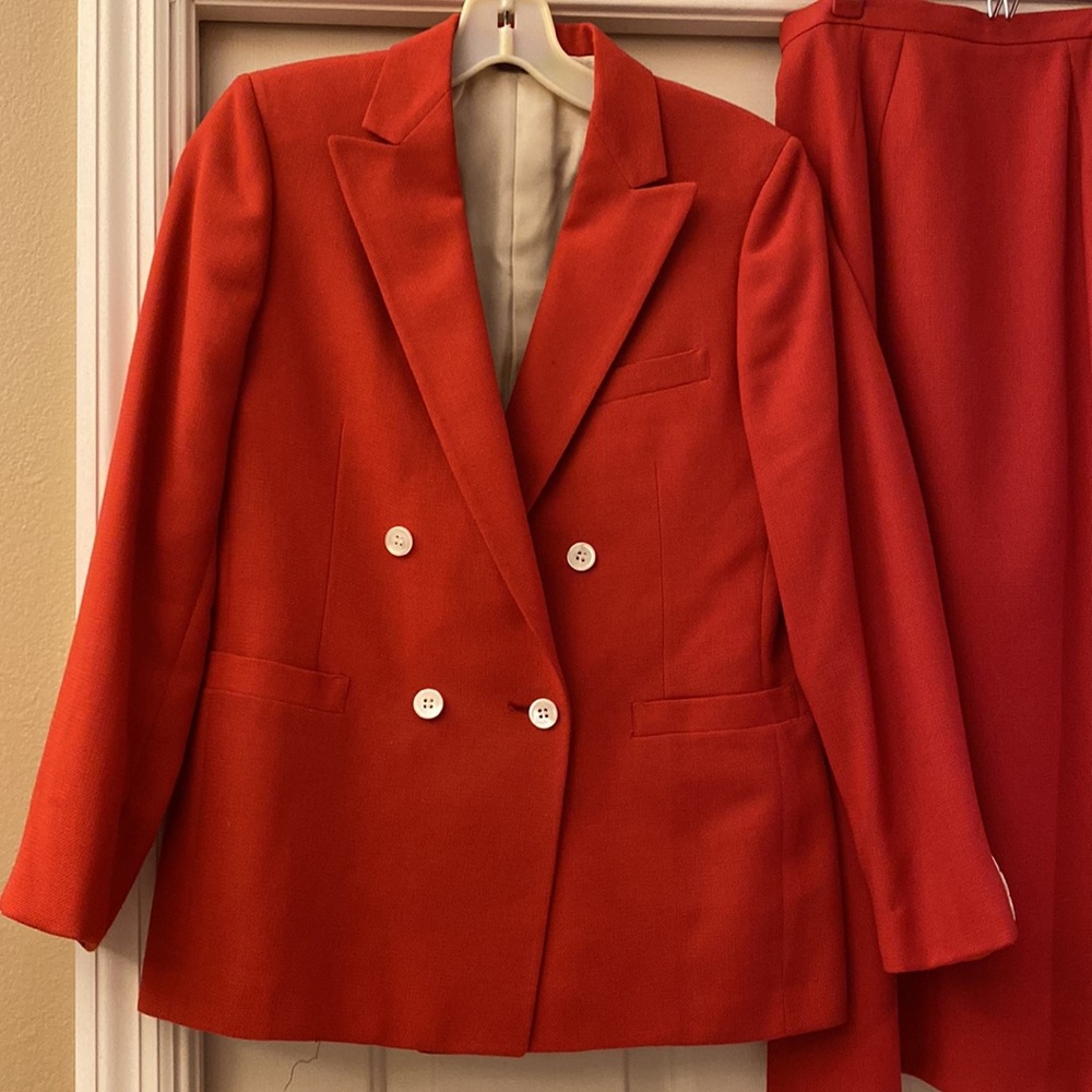 Vintage Cricketeer tomato double breasted jacket and skirt, 4P - Picture 2 of 10